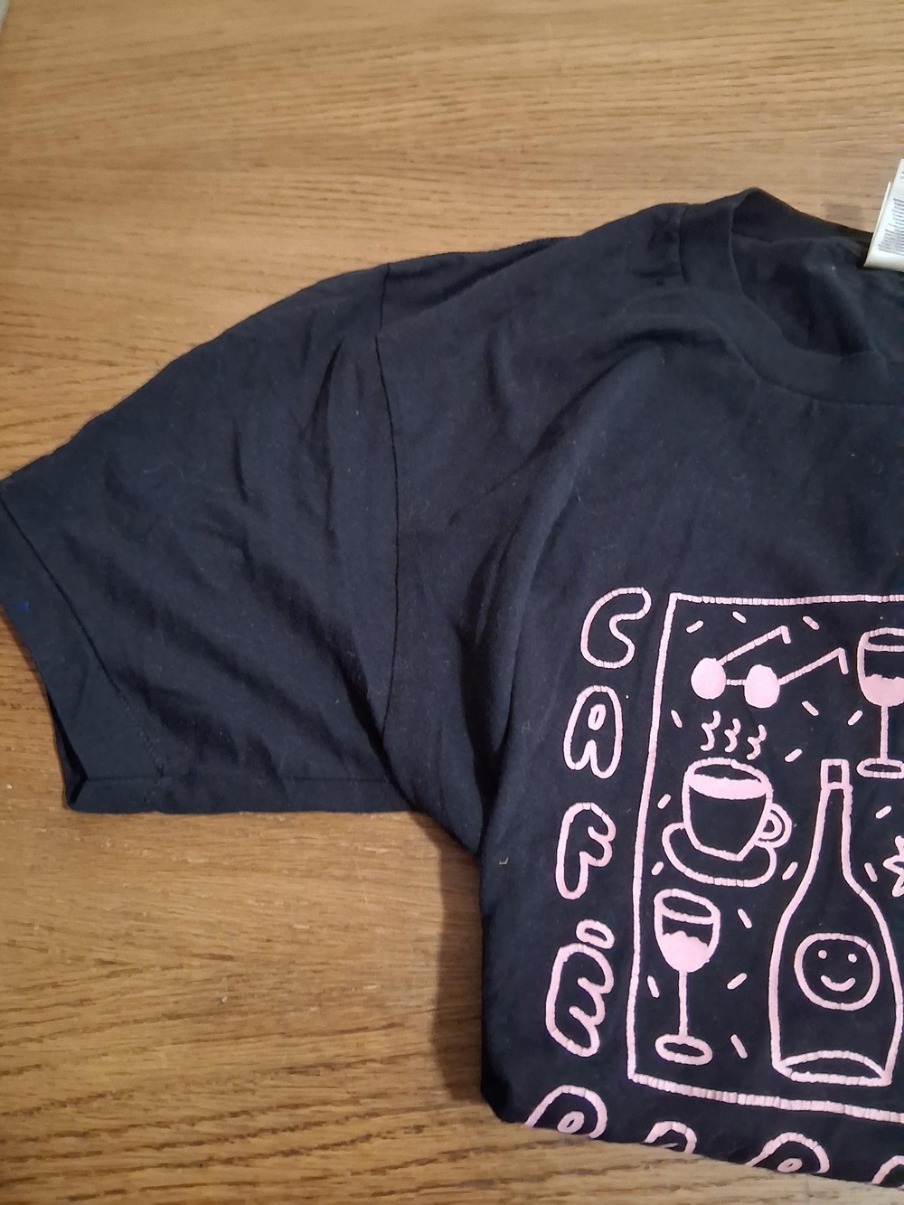 American Apparel Navy Men S Tee with Pink Beverage Doodle